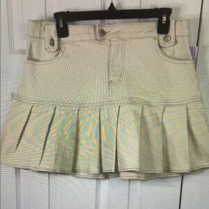 Wild Fable Women's High-Rise Pleated Denim Mini Skirt Off-White Size 10